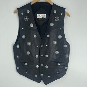 Vintage 1990’s Unique Leather Western Gears Vest Button Up Size Medium